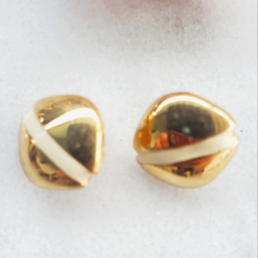 #U13 Vintage 80s Fashion Jewelry Women's Earrings Gold Tone
